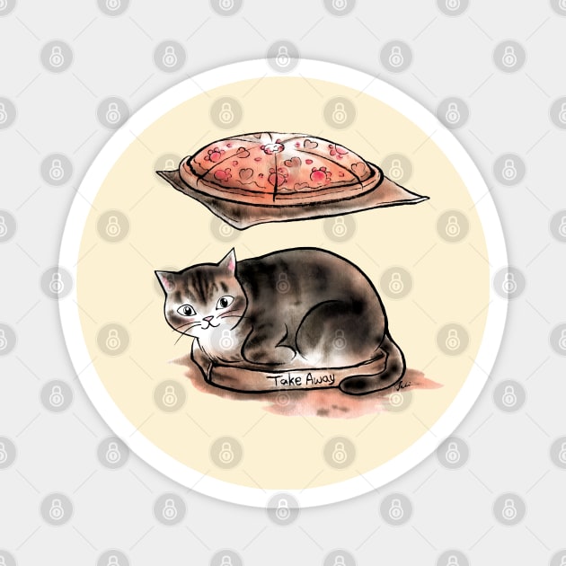 Cat pizza take away Magnet by juliewu